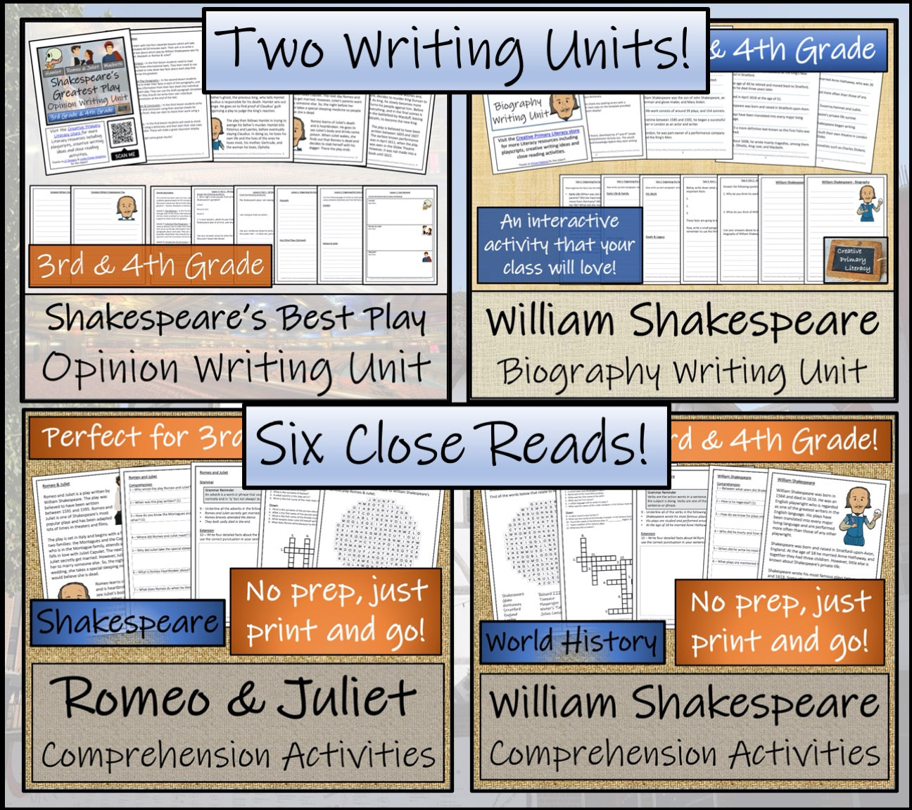 William Shakespeare Mega Bundle of Play Scripts & Activities | 3rd & 4th Grade