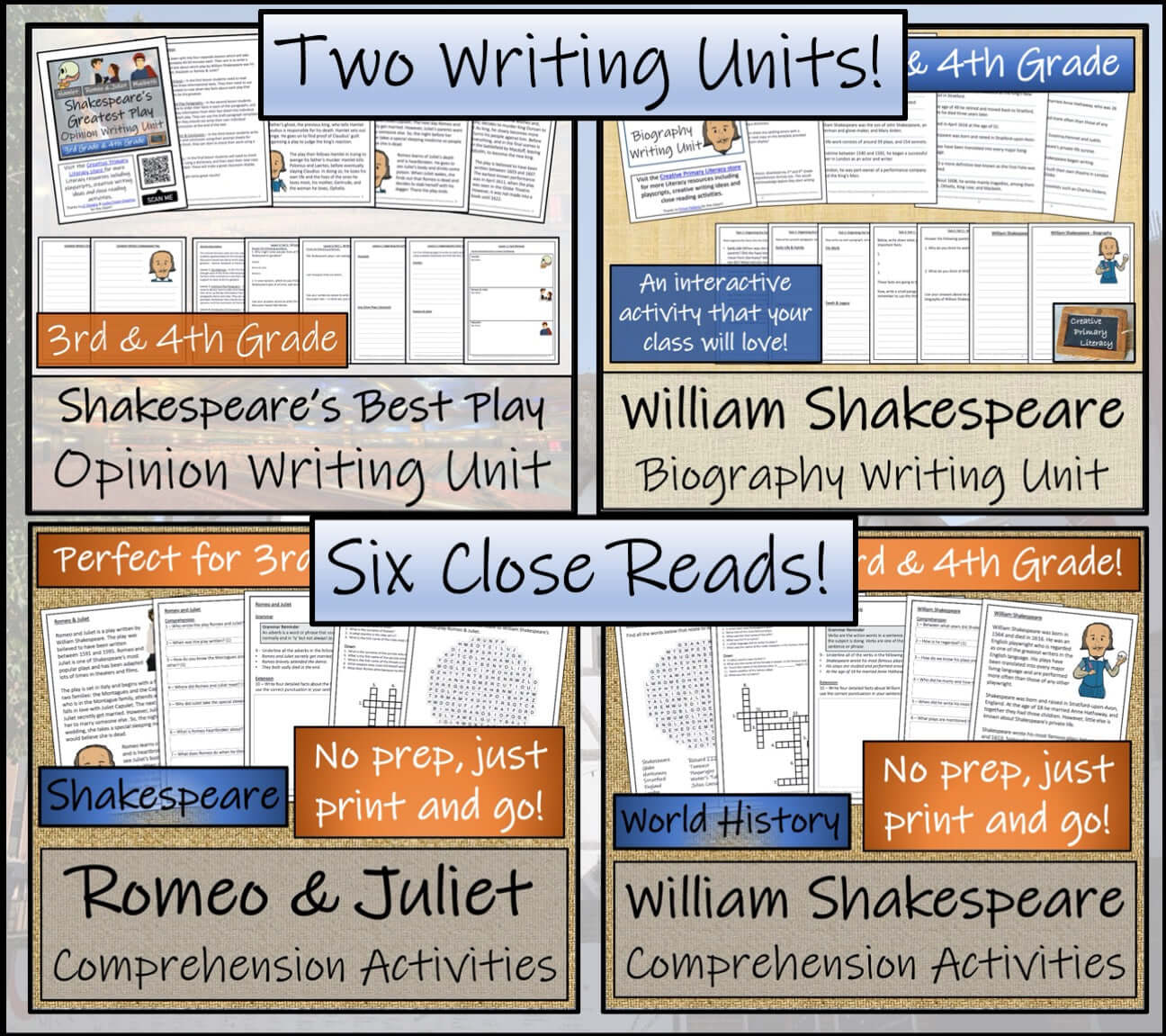 William Shakespeare Mega Bundle of Play Scripts & Activities | 3rd & 4th Grade