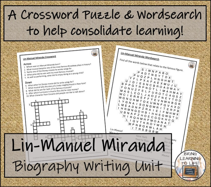 Lin-Manuel Miranda Biography Project & Writing Unit | 5th Grade & 6th Grade