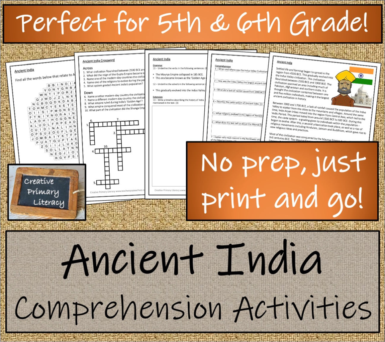 Ancient India Display Timeline Close Reading & Writing Bundle | 5th & 6th Grade