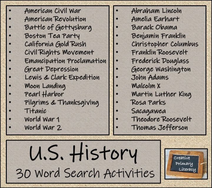 U.S. History Word Search Puzzle Collection