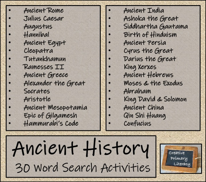 Ancient History Word Search Puzzle Collection