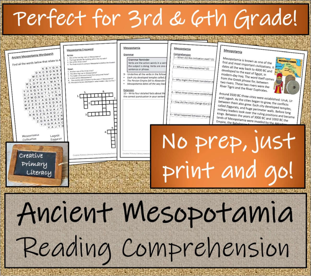 Ancient Mesopotamia Close Reading, Writing & Timeline Bundle | 3rd–4th Grade