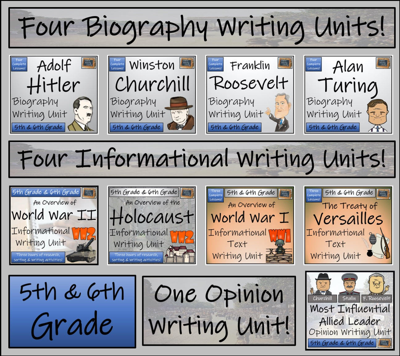 World War I & World War II Mega Bundle | 5th Grade & 6th Grade | 60 Hours