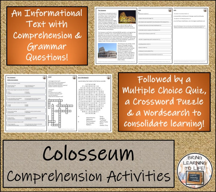 The Colosseum Close Reading Comprehension Activities | 5th Grade & 6th Grade