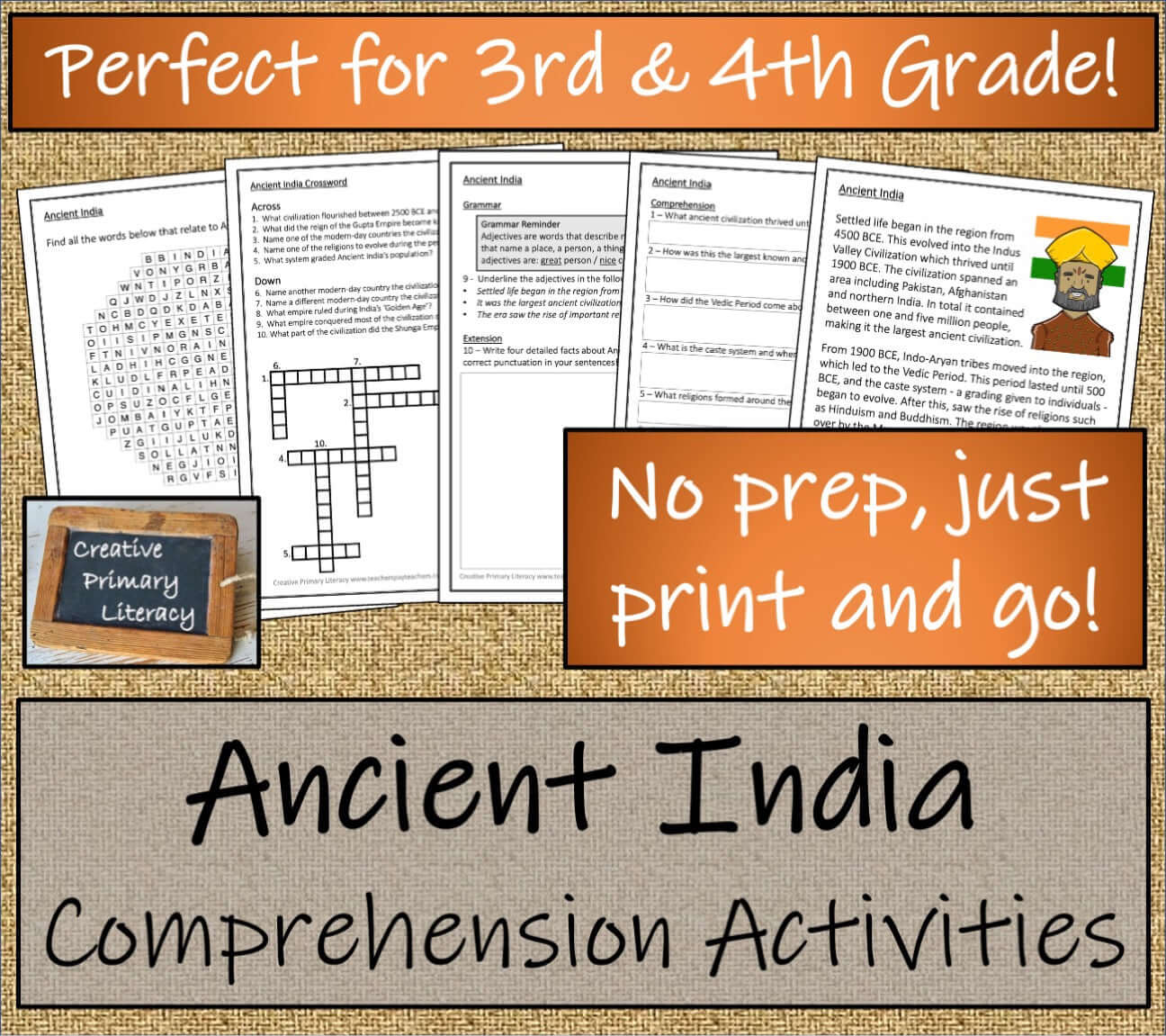 Ancient India Close Reading, Writing & Timeline Bundle | 3rd–4th Grade