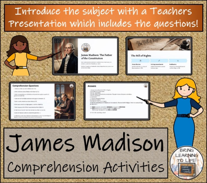 James Madison Close Reading & Biography Bundle | 5th Grade & 6th Grade