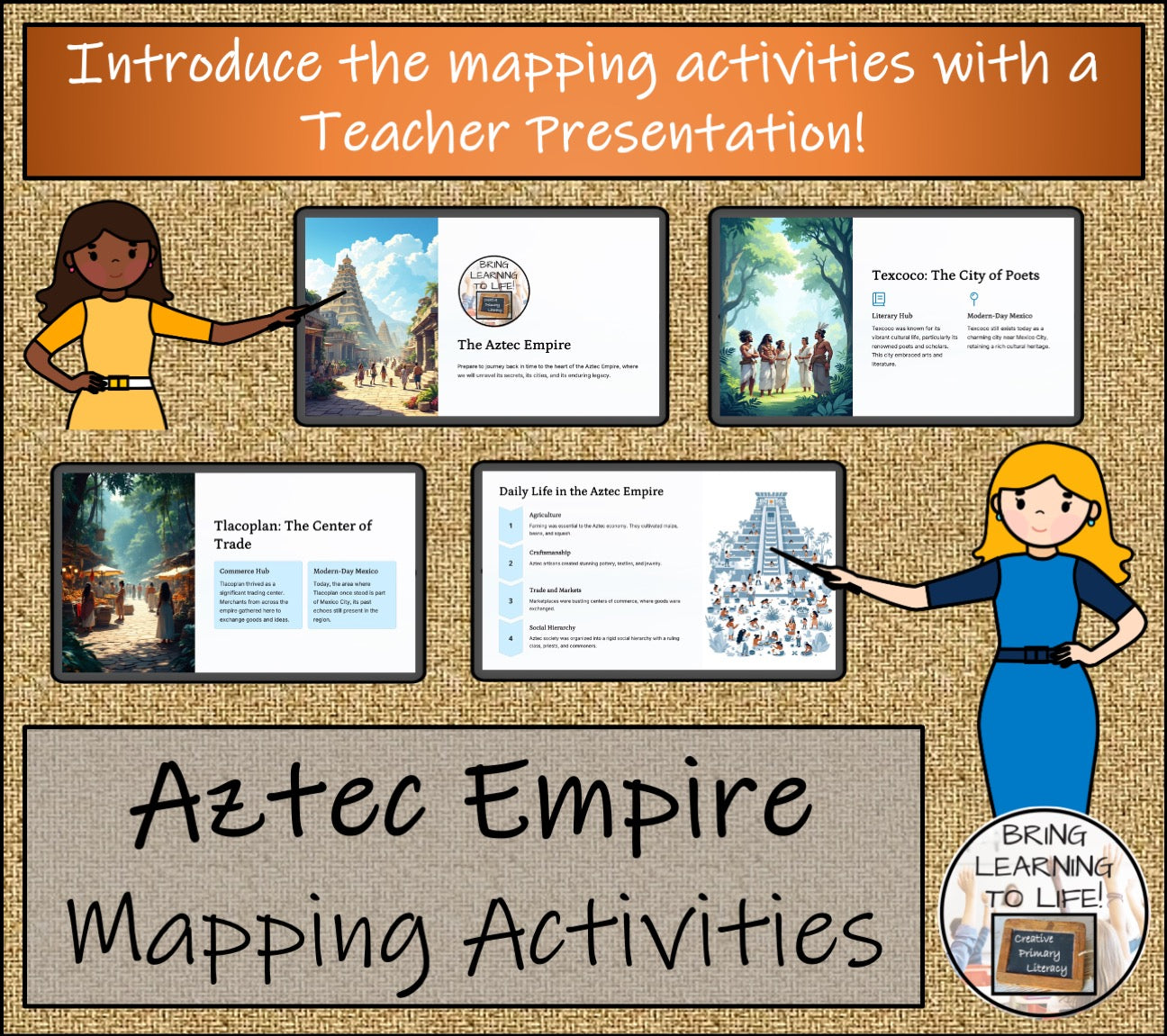 Aztec Empire Map Activity & Teaching Presentation