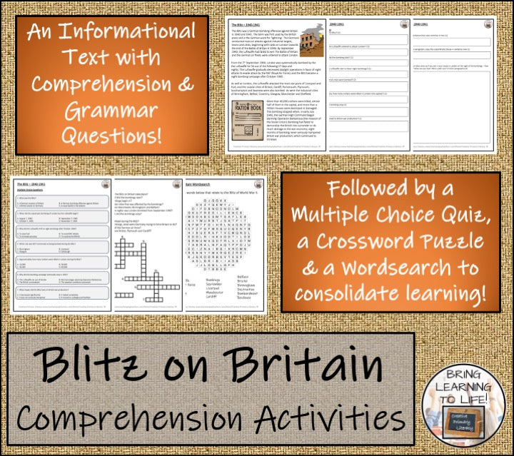 Blitz on Britain World War II Close Reading Comprehension | 5th & 6th Grade