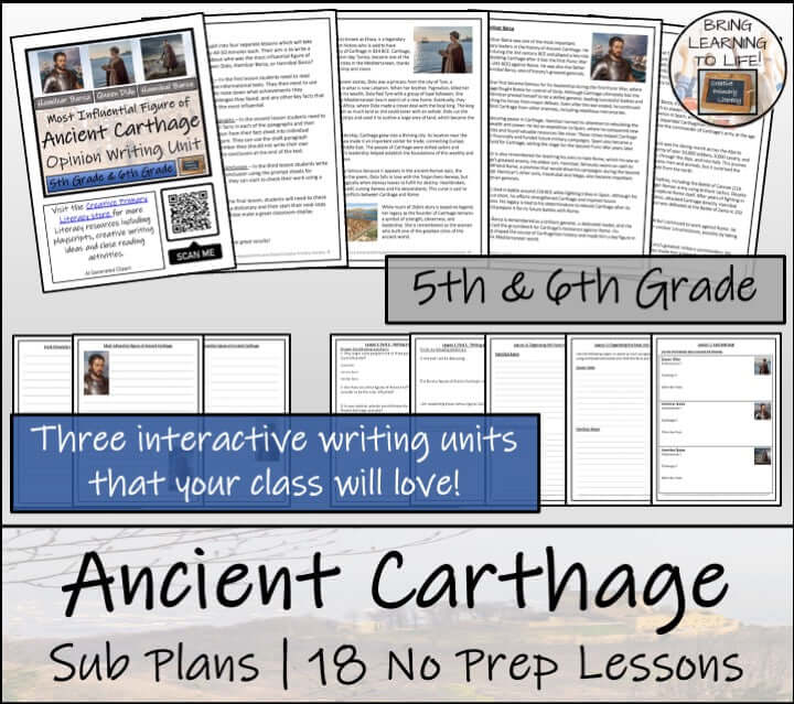 Emergency Sub Plans | Ancient Carthage Bundle | 5th Grade & 6th Grade