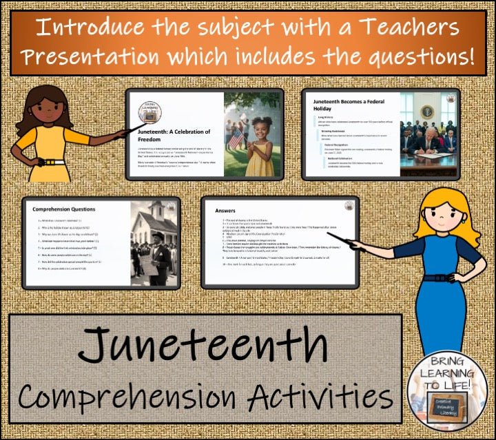 Juneteenth Close Reading Comprehension Activities | 3rd Grade & 4th Grade