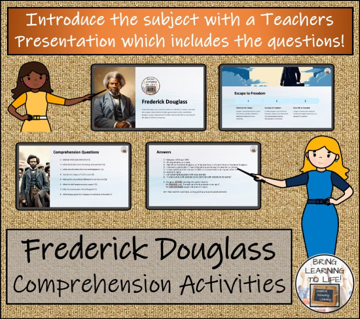 Frederick Douglass Close Reading Comprehension Activities | 3rd & 4th Grade