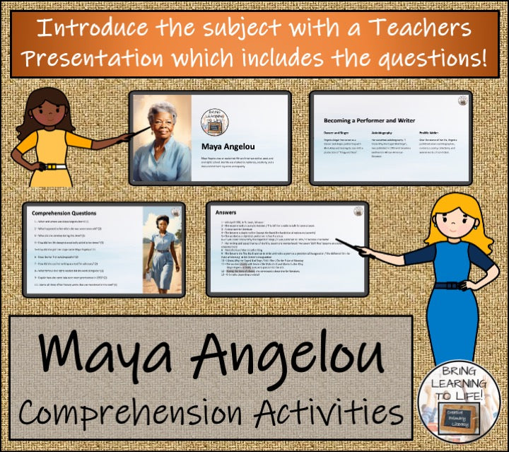 Maya Angelou Close Reading Comprehension Activities | 5th Grade & 6th Grade