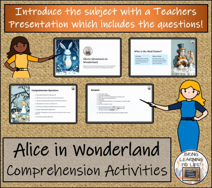 Alice in Wonderland Fiction Reading Comprehension | 3rd Grade & 4th Grade