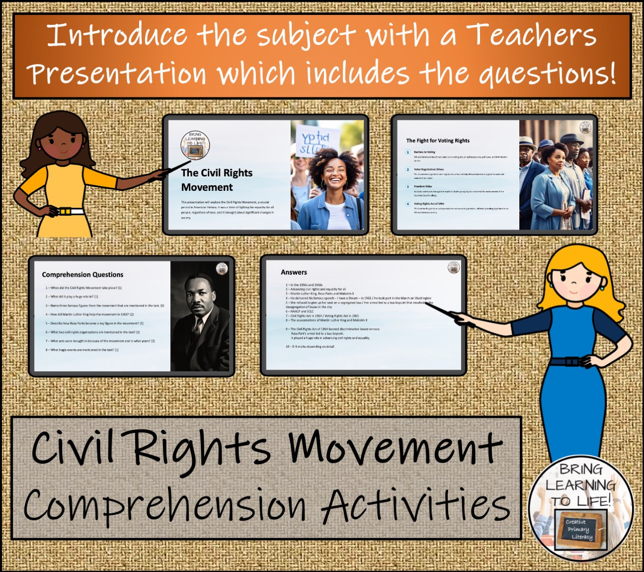 Civil Rights Movement Close Reading Comprehension Activities | 3rd & 4th Grade