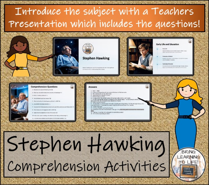 Stephen Hawking Close Reading Comprehension Activities | 5th Grade & 6th Grade