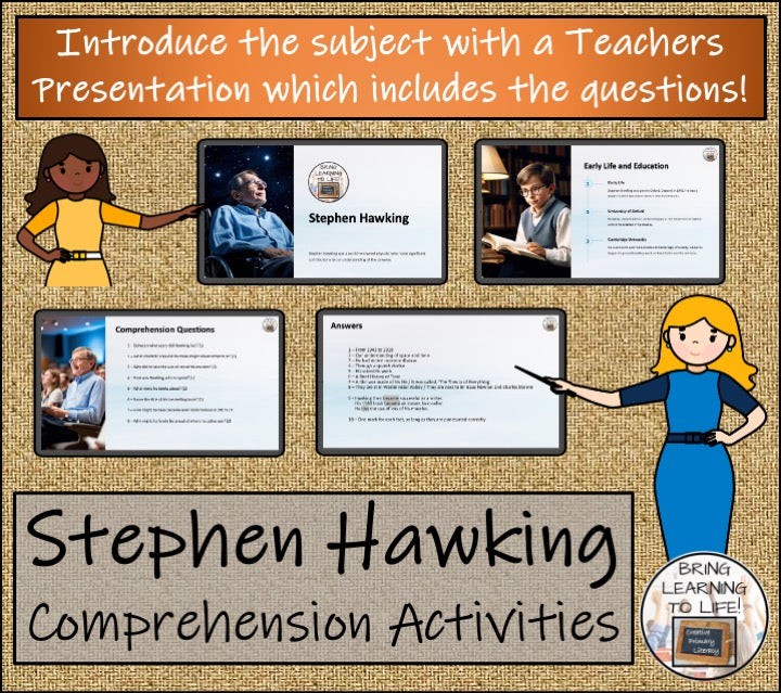 Stephen Hawking Close Reading Comprehension Activities | 3rd & 4th Grade