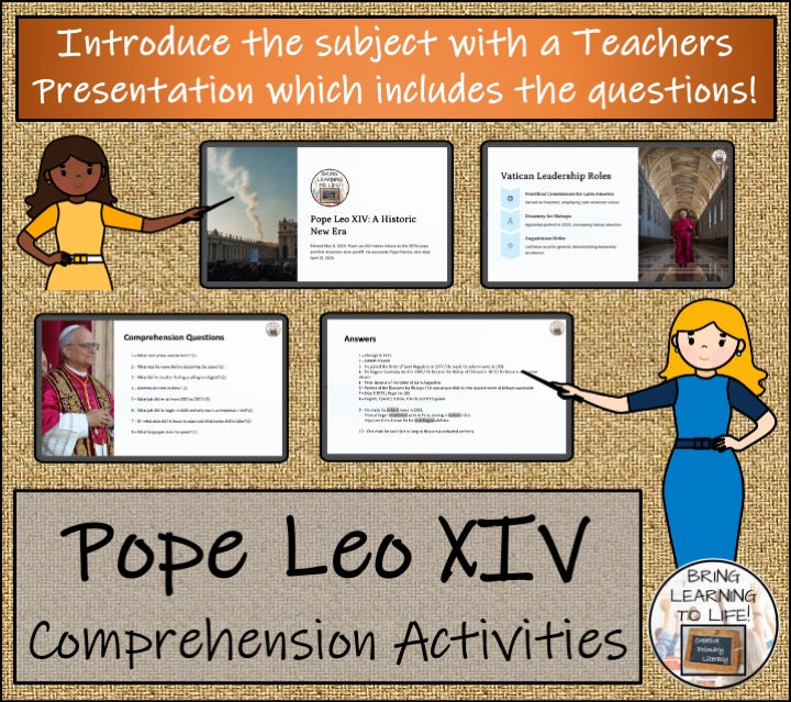 Pope Leo XIV Close Reading Comprehension Activities | 3rd Grade & 4th Grade