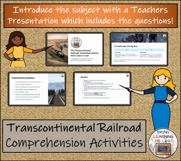 Transcontinental Railroad Close Reading & Comprehension Activities | 3rd–4th Grade