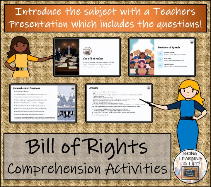 Bill of Rights Close Reading Comprehension Activities | 5th Grade & 6th Grade