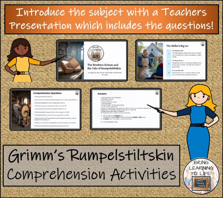 Brothers Grimm's Rumpelstiltskin Reading Comprehension | 5th Grade & 6th Grade