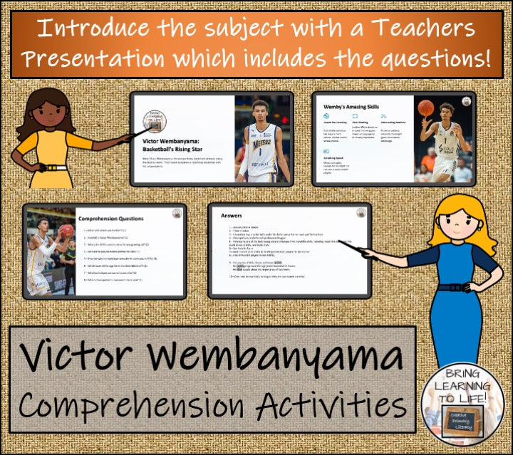 Victor Wembanyama Close Reading Comprehension Activities | 3rd Grade & 4th Grade