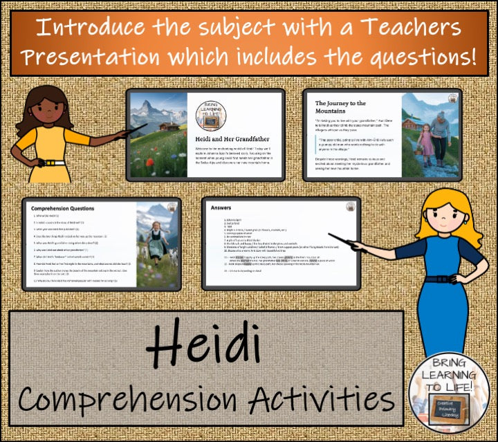 Heidi Fiction Close Reading Comprehension | 5th Grade & 6th Grade
