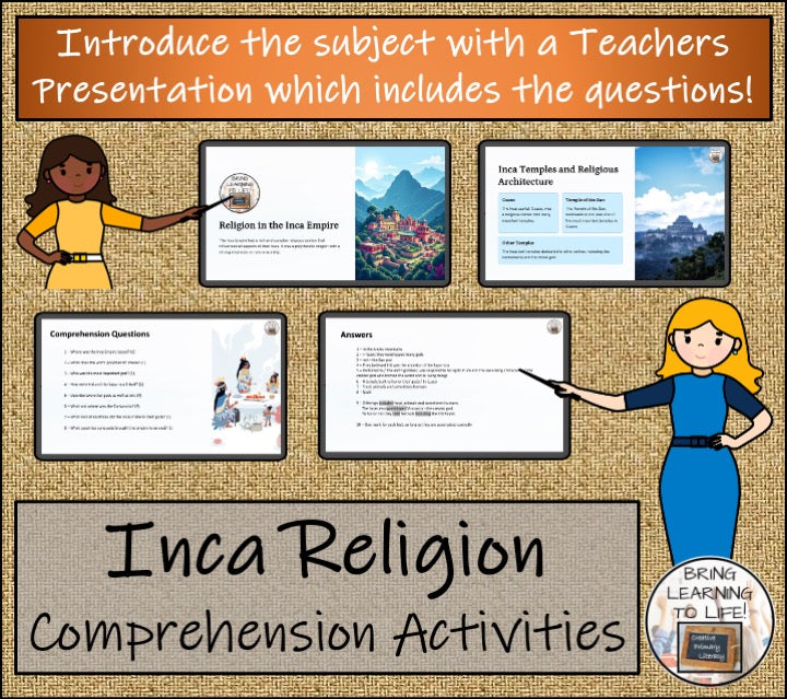 Religion of Inca Empire Reading Comprehension Activities | 3rd & 4th Grade