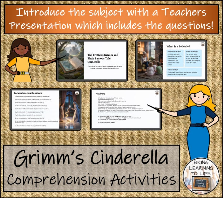 Brothers Grimm's Cinderella Reading Comprehension | 5th Grade & 6th Grade