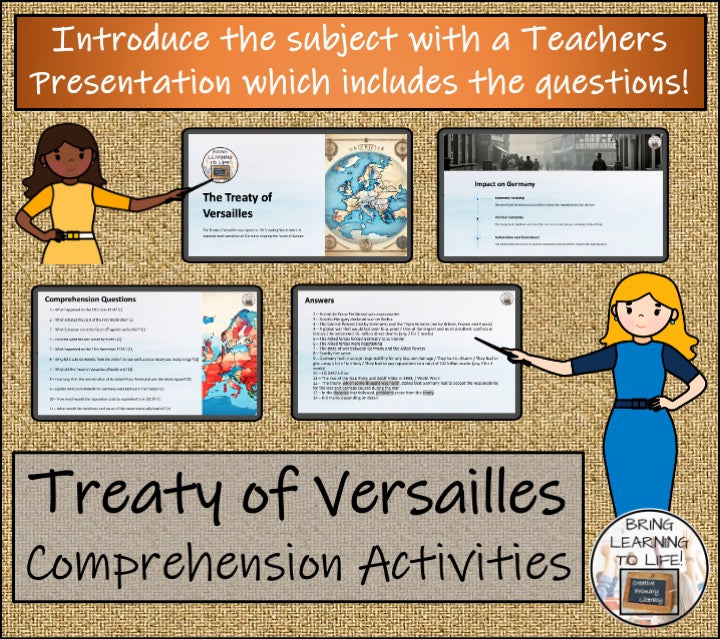 Treaty of Versailles Close Reading Comprehension Activities | 5th & 6th Grade