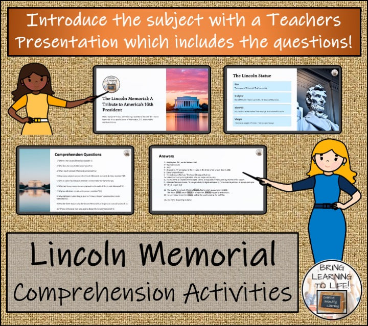 Lincoln Memorial Close Reading Comprehension Activities | 5th Grade & 6th Grade