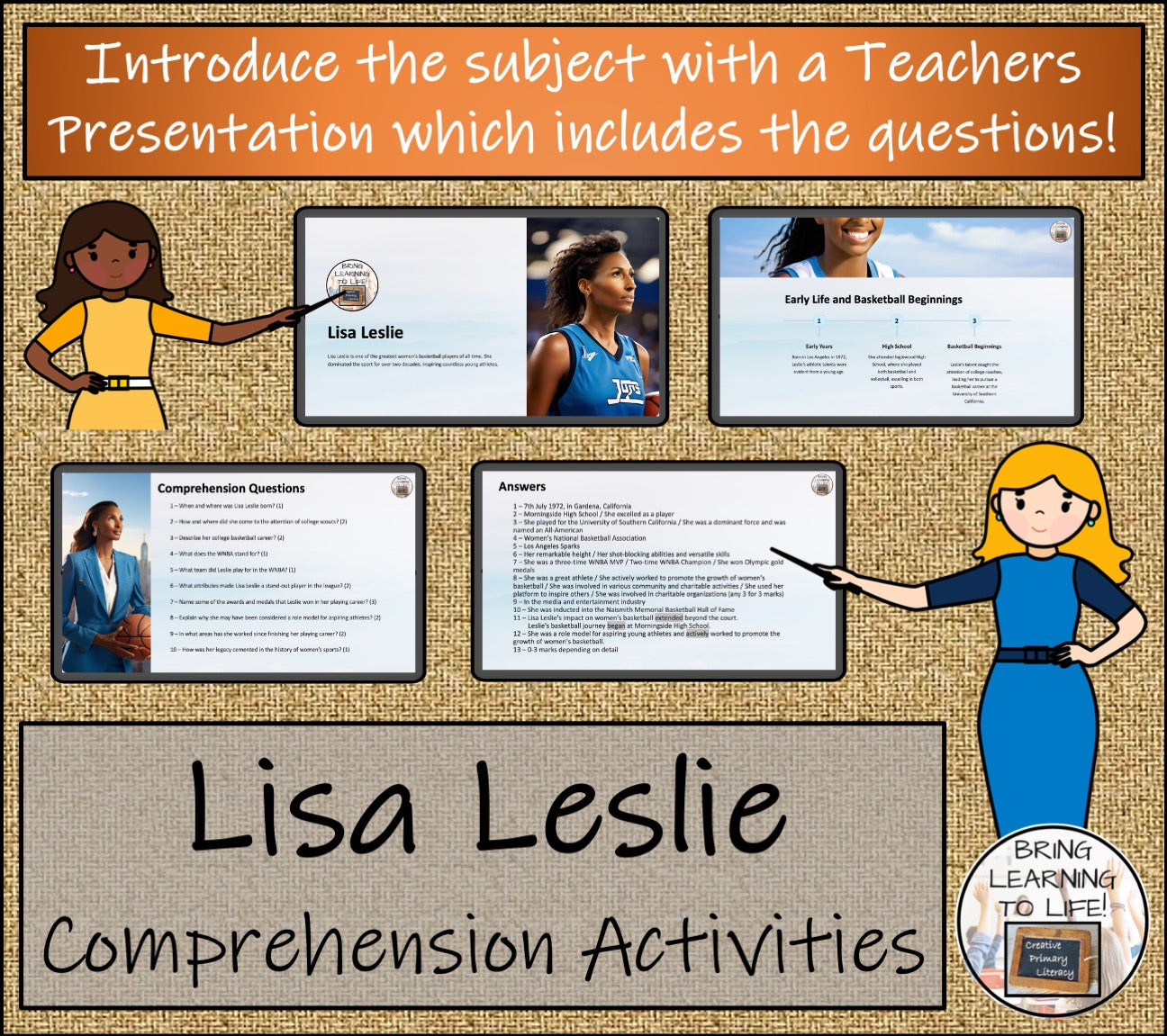 Lisa Leslie Close Reading Comprehension Activities | 5th Grade & 6th Grade