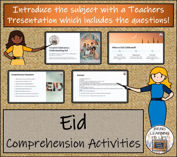 Eid Close Reading Comprehension Activities | 3rd Grade & 4th Grade