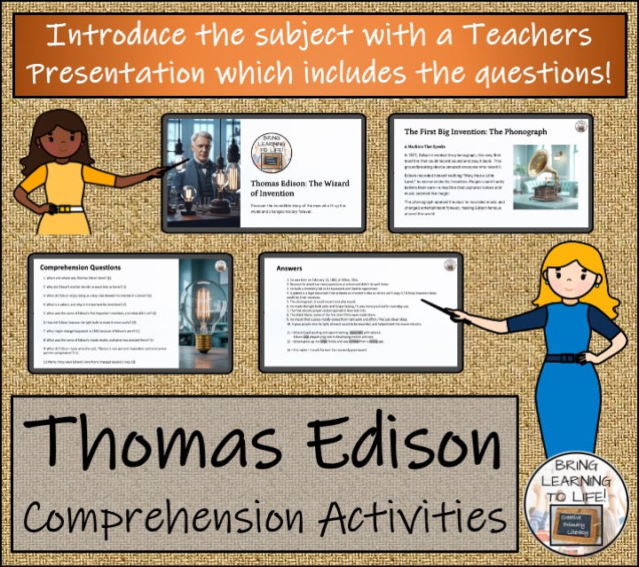 Thomas Edison Close Reading Passage & Comprehension Activities | 5th–6th Grade