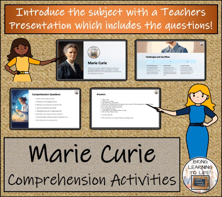Marie Curie Close Reading Comprehension Activities | 3rd Grade & 4th Grade