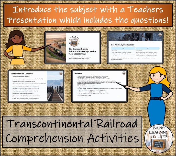 Transcontinental Railroad Close Reading Comprehension Activities 5th & 6th Grade