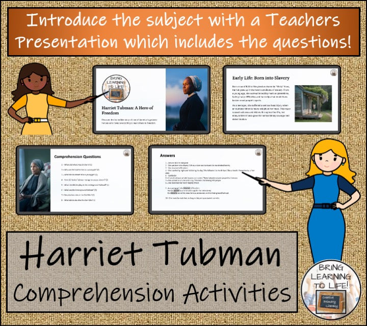 Harriet Tubman Close Reading Comprehension Activities | 3rd Grade & 4th Grade