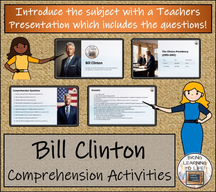 Bill Clinton Close Reading Comprehension Activities | 5th Grade & 6th Grade
