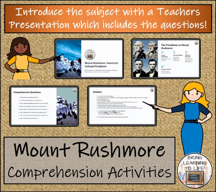 Mount Rushmore Close Reading Comprehension Activities | 3rd Grade & 4th Grade