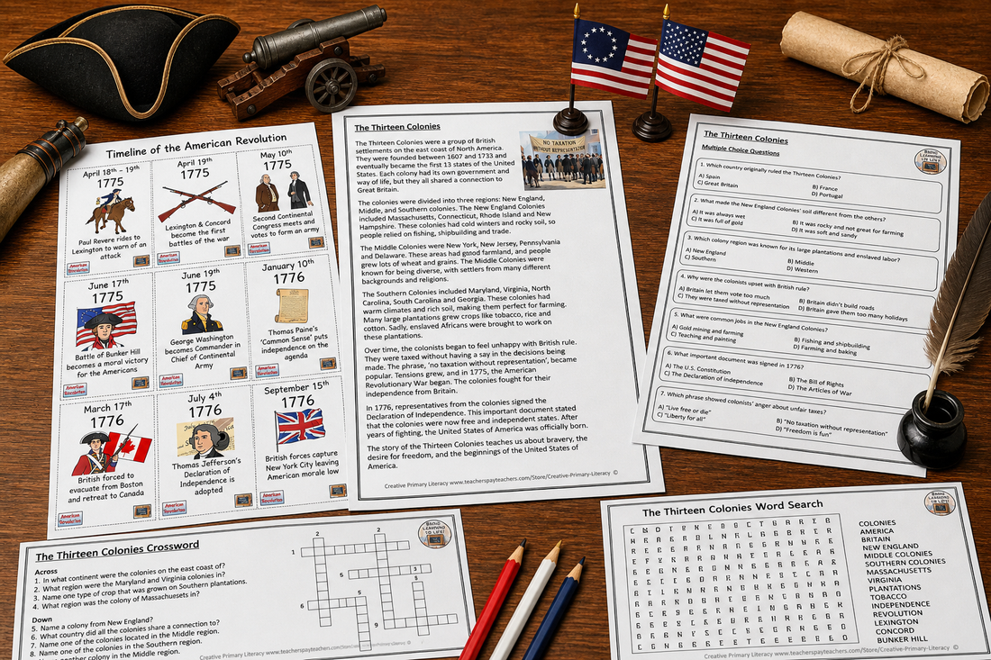8 American Revolution Reading Activities