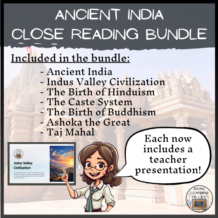 Ancient India Close Reading Comprehension Bundle | 5th Grade & 6th Grade