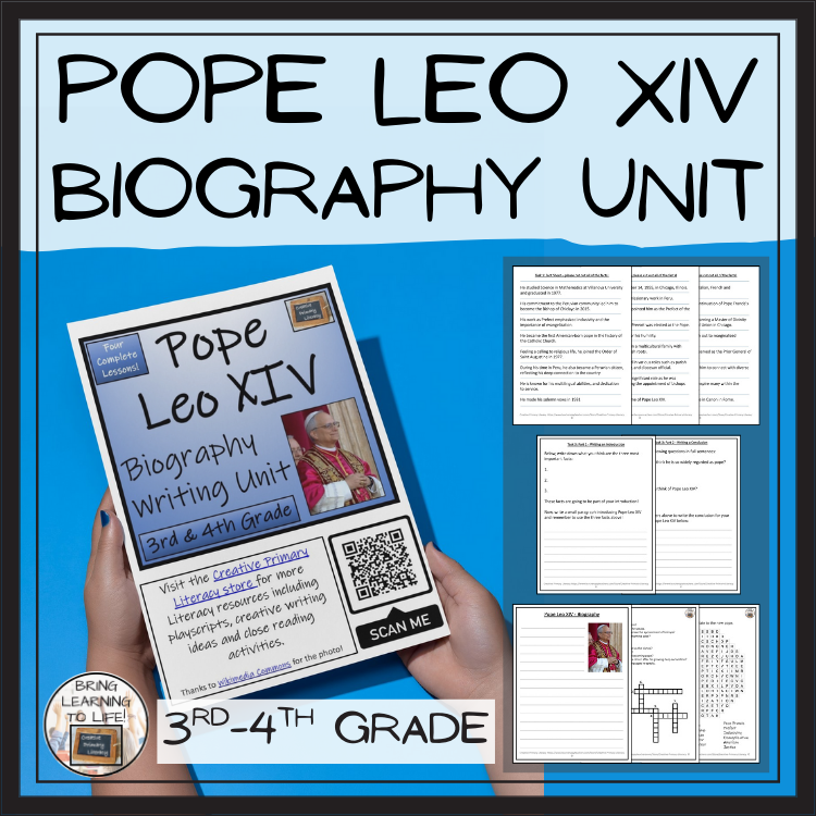Pope Leo XIV Biography Project & Writing Unit | 3rd Grade & 4th Grade