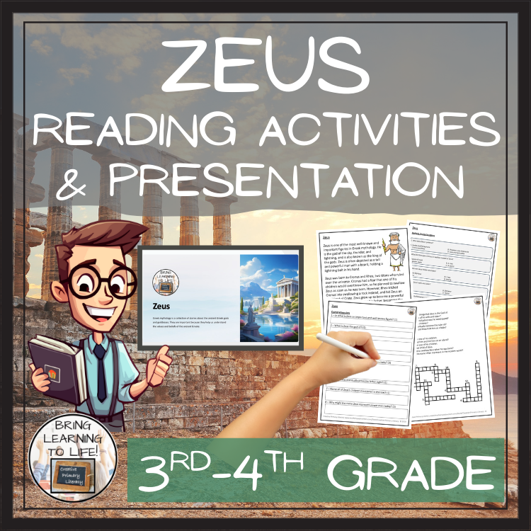 Zeus Close Reading Comprehension Activities | 3rd Grade & 4th Grade