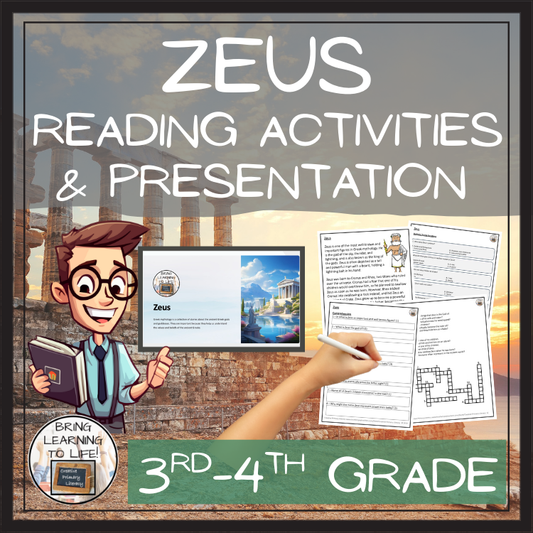 Zeus Close Reading Comprehension Activities | 3rd Grade & 4th Grade
