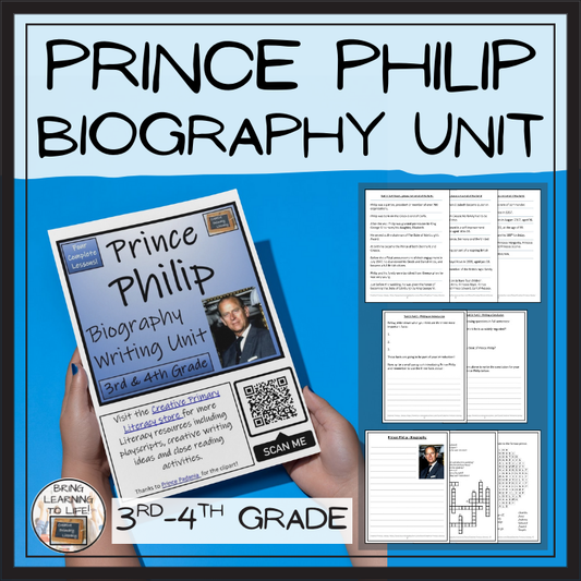 Prince Philip Biography Project & Writing Unit | 3rd Grade & 4th Grade
