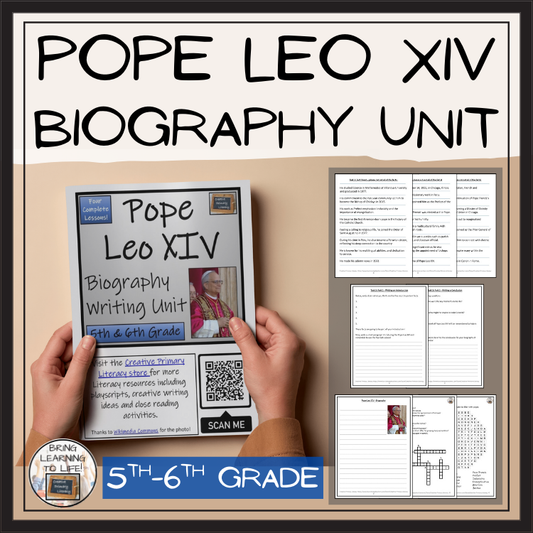 Pope Leo XIV Biography Project & Writing Unit | 5th Grade & 6th Grade