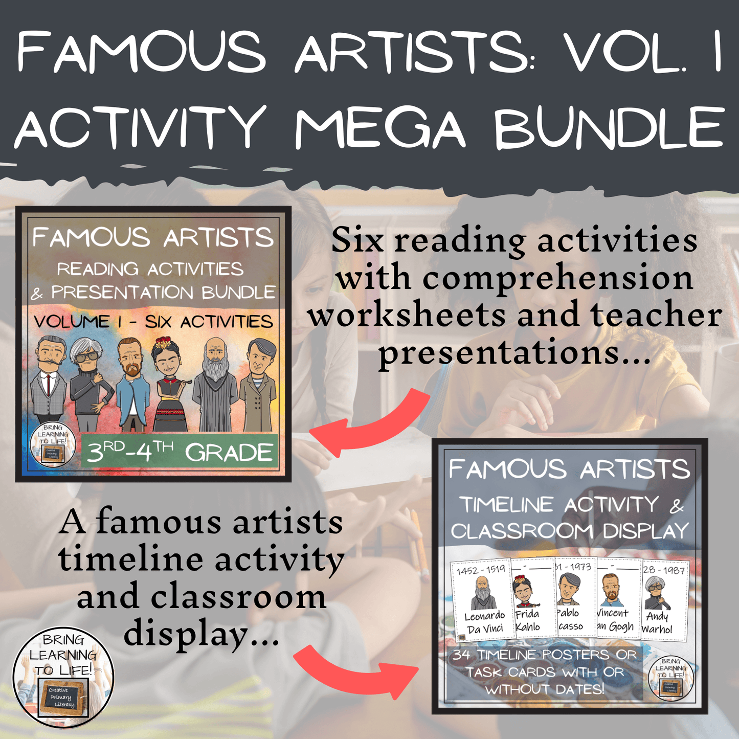 Famous Artists Activity Mega Bundle Volume 1 | 3rd-4th Grade