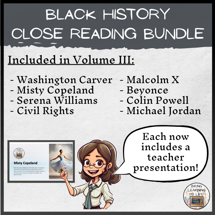 Black History Volume 3 Close Reading Comprehension Bundle | 5th-6th Grade