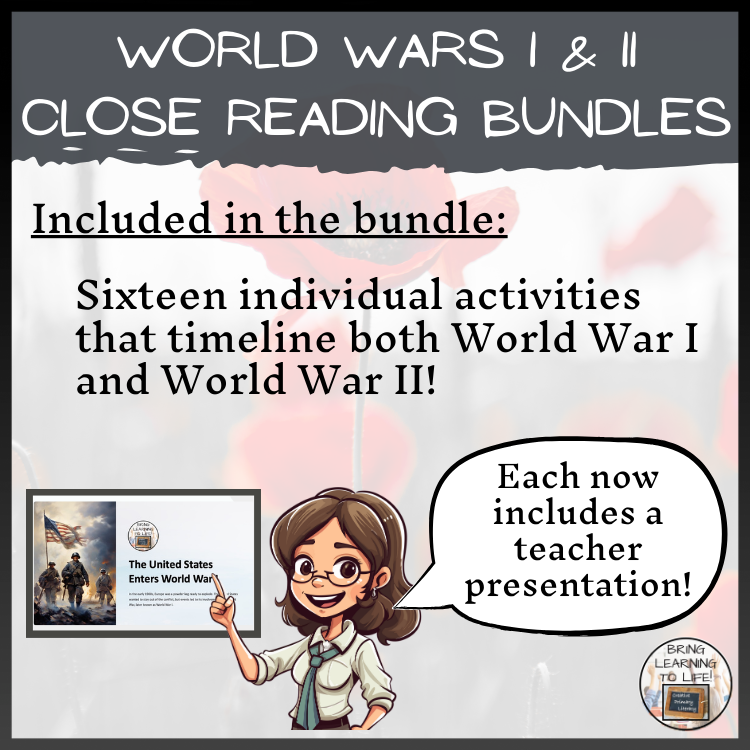 World War I & World War II Close Reading Book Bundle | 5th Grade & 6th Grade