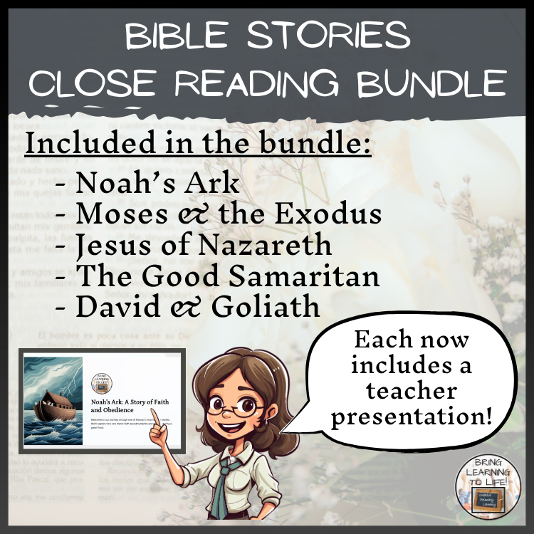 Bible Stories Close Reading & Presentation Bundle | 3rd Grade & 4th Grade